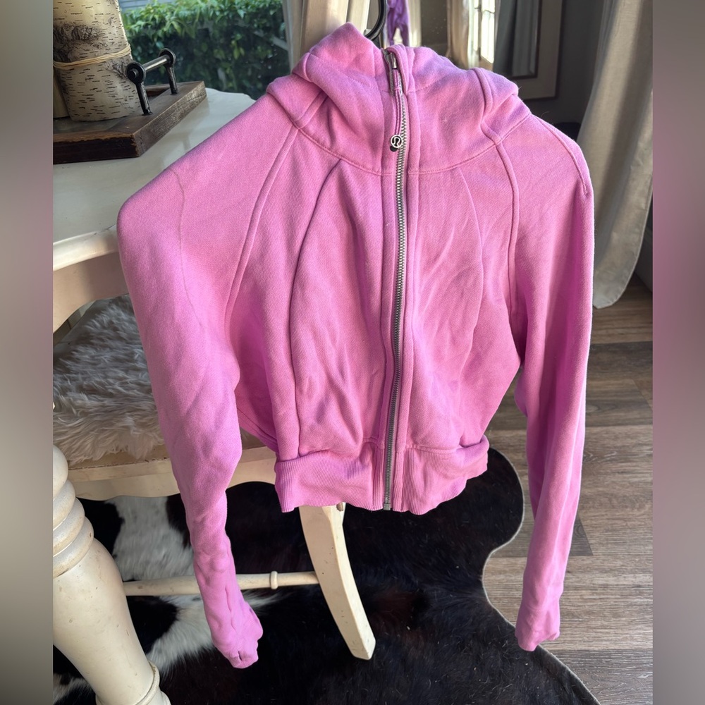Lululemon cropped scuba zip sweatshirt size 4 pink